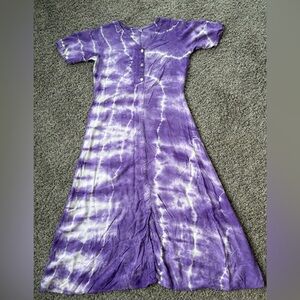 Maaesa Bohemian Purple Tie-Dye Maxi Dress